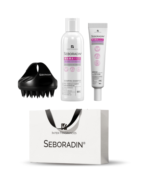 Zestaw prezentowy Seboradin MAMA HAIR - szampon, serum, masażer do skóry głowy 