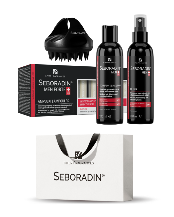 Gift Set Seboradin MEN - shampoo, ampoules, lotion, scalp massager