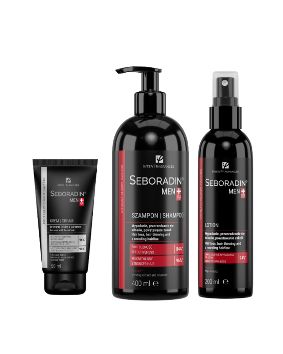 Zestaw Seboradin MEN - szampon, lotion, krem do twarzy