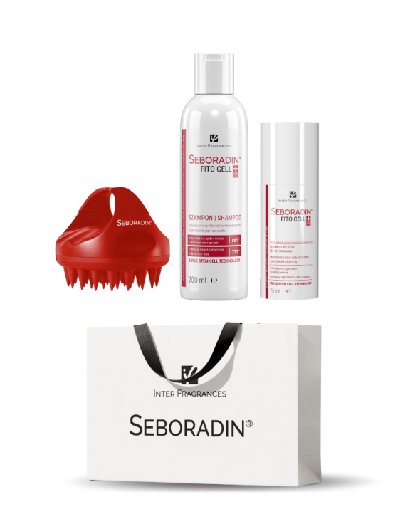 Gift Set Seboradin FITO CELL shampoo, hair smoothing serum, scalp massager