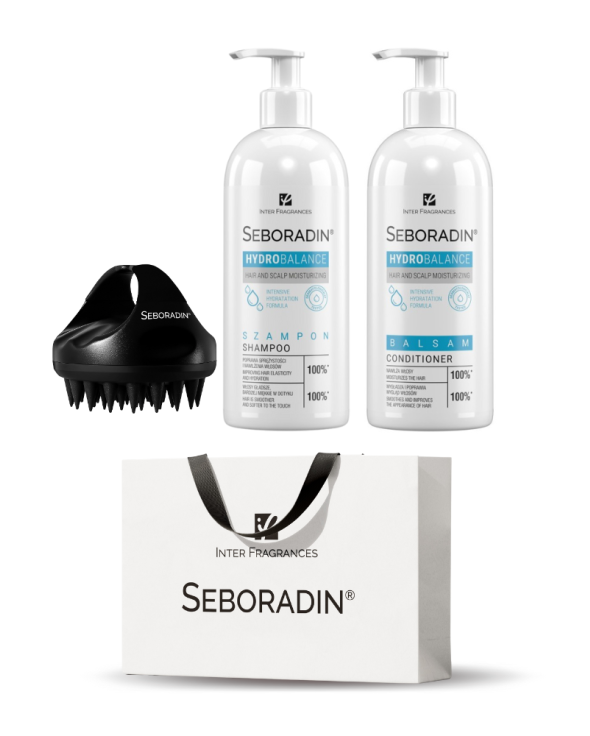 Gift SET Seboradin HYDRO BALANCE - shampoo, conditioner, scalp massager