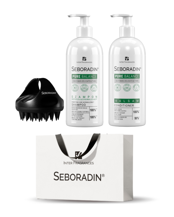 Gift Set Seboradin PURE BALANCE - shampoo, conditioner, scalp massager