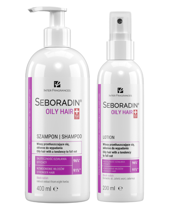 Zestaw do włosów przetłuszczających się Seboradin OILY HAIR - szampon 400 ml, lotion 